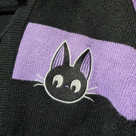 Studio Ghibli Kiki's Delivery Service Jiji Stripe Skimmer Hooded Cardigan - Picture 3 of 8